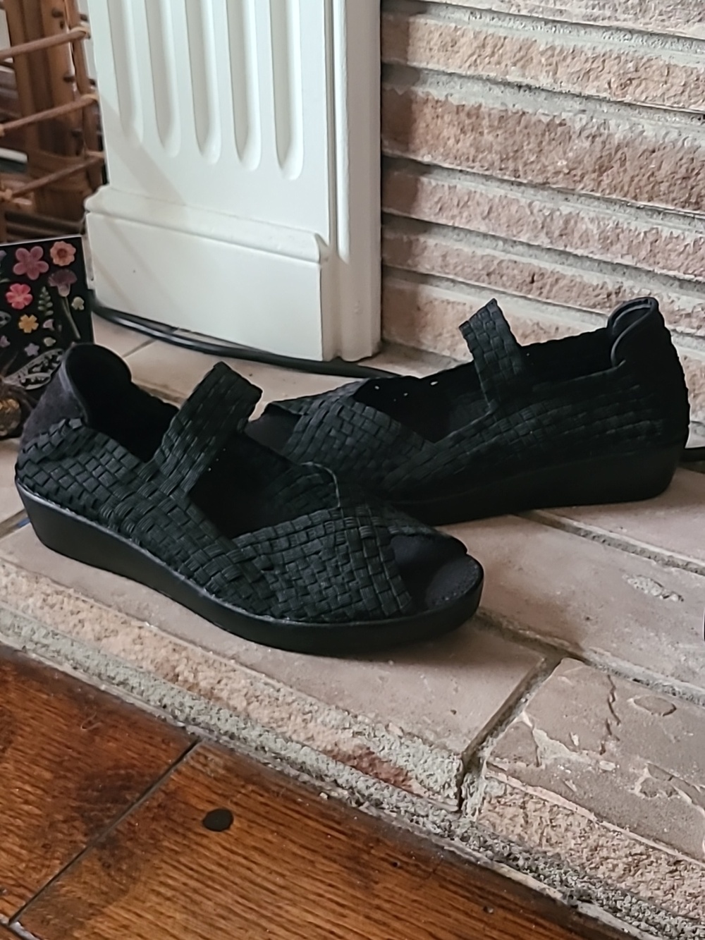 Bernie Mev Halle Wedge Peep Toe Mary Janes Size 8.5
